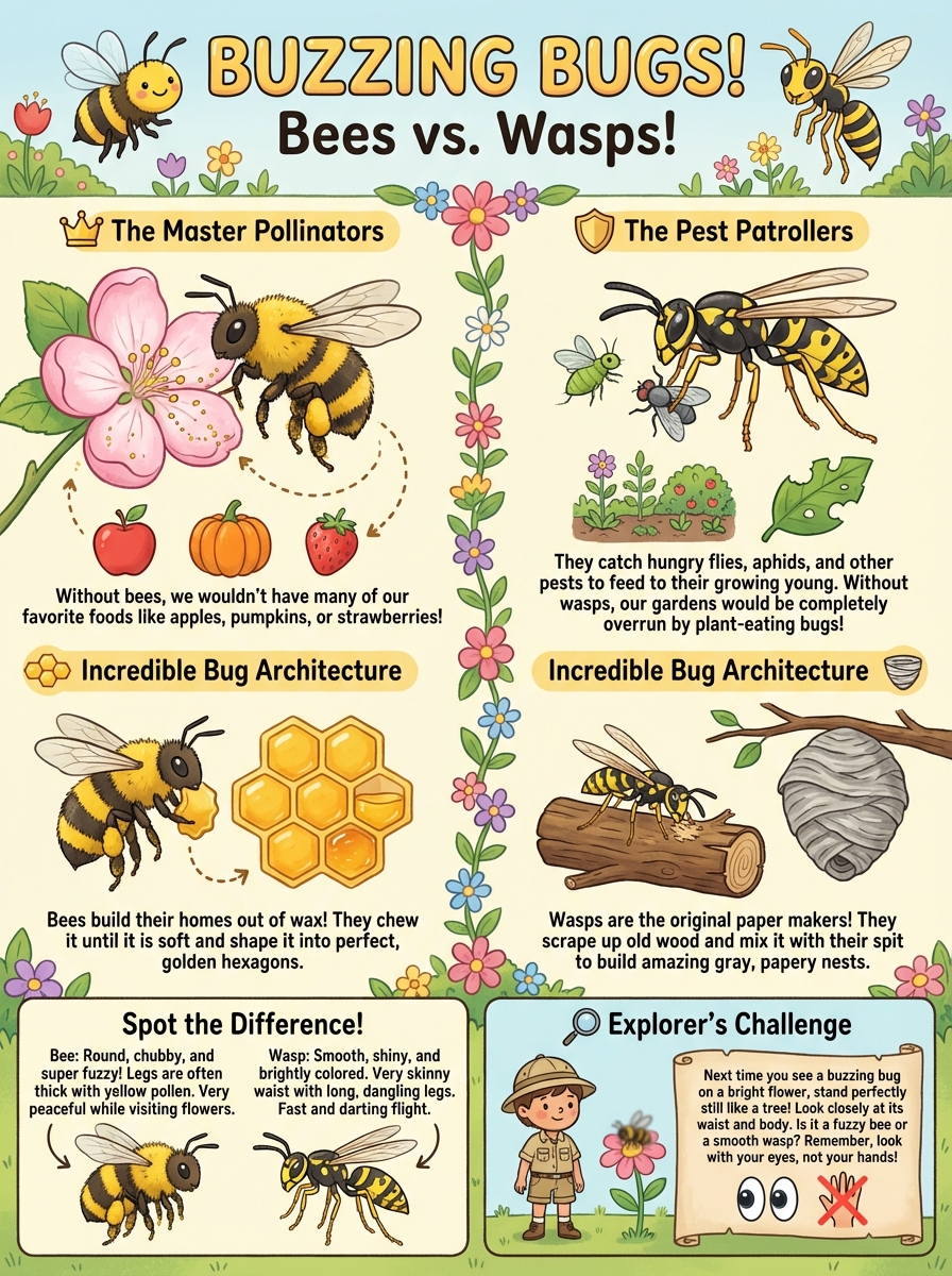 Buzzing Bugs! Bees vs Wasps