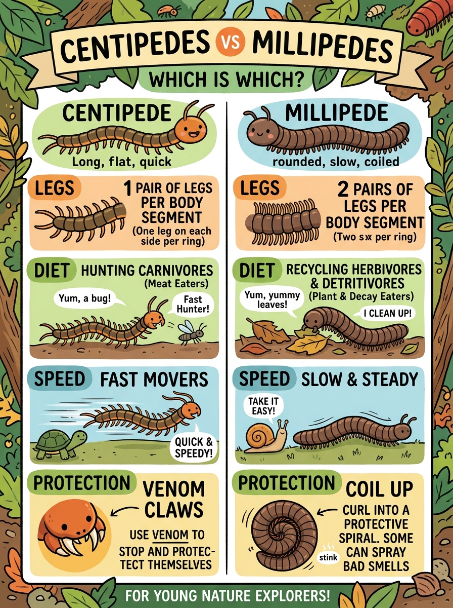 Leggy Crawlers: Centipedes vs. Millipedes