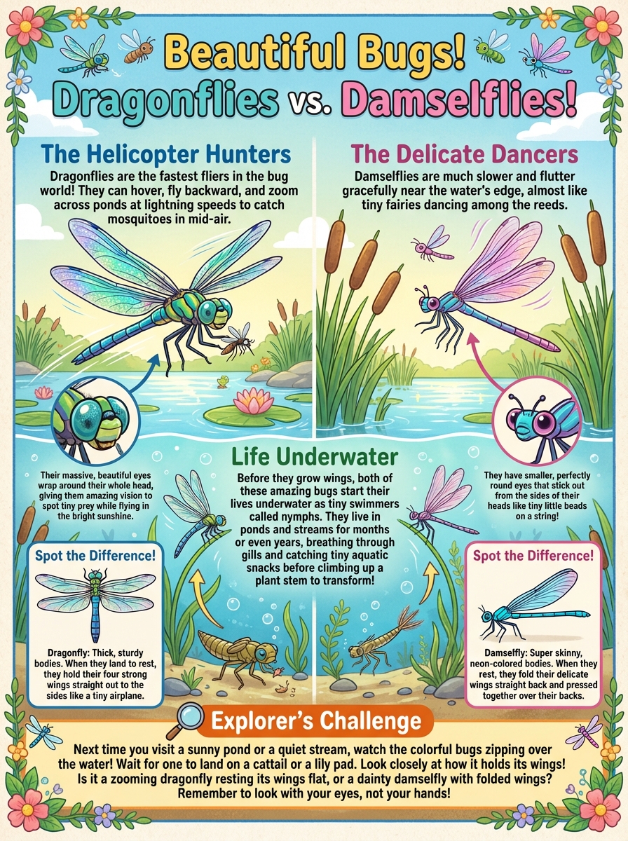 Dragonflies vs. Damselflies